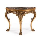 A CARVED GILTWOOD AND GILT GESSO CONSOLE TABLE, ITALIAN OR FRENCH, 19TH CENTURY