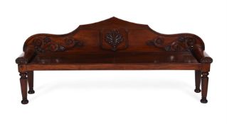 A GEORGE IV MAHOGANY HALL SEAT, IN THE MANNER OF CHARLES HEATHCOTE TATHAM, CIRCA 1825