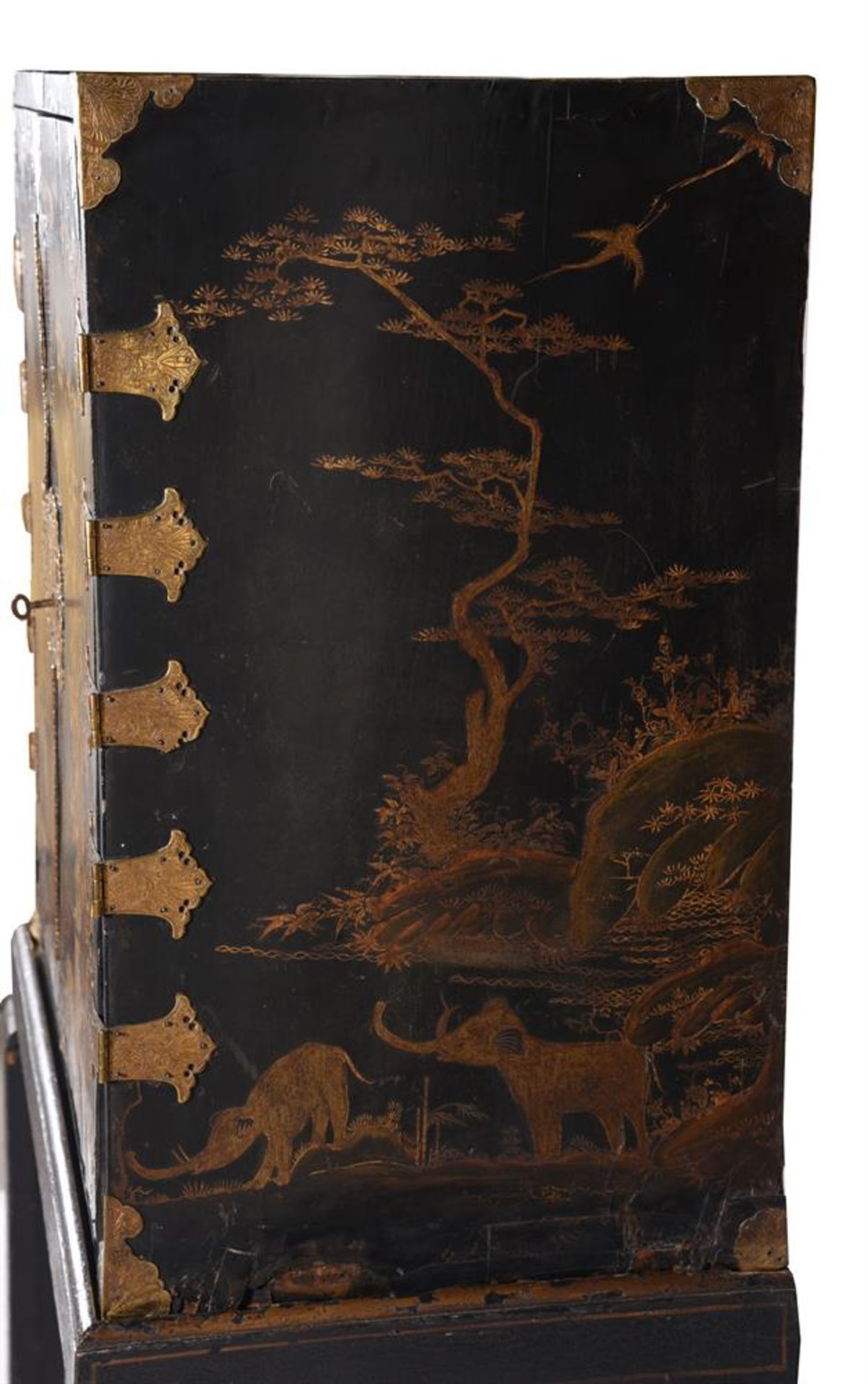 A WILLIAM & MARY BLACK LACQUER AND GILT JAPANNED CABINET ON STAND, THE CABINET LATE 17TH CENTURY - Image 16 of 17