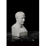 AFTER ANTONIO CANOVA (ITALIAN, 1757-1822), A CARVED CARRARA MARBLE BUST OF NAPOLEON