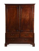 AN EARLY GEORGE III MAHOGANY CLOTHES PRESS, ATTRIBUTED TO INCE & MAYHEW, CIRCA 1765