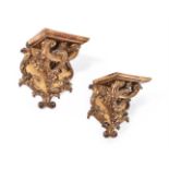 A PAIR OF CONTINENTAL CARVED GILTWOOD WALL BRACKETS, IN THE MANNER OF JEAN PELLETIER, 18TH CENTURY