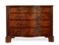 A GEORGE III FIGURED MAHOGANY SERPENTINE DRESSING COMMODE, IN THE MANNER OF THOMAS CHIPPENDALE