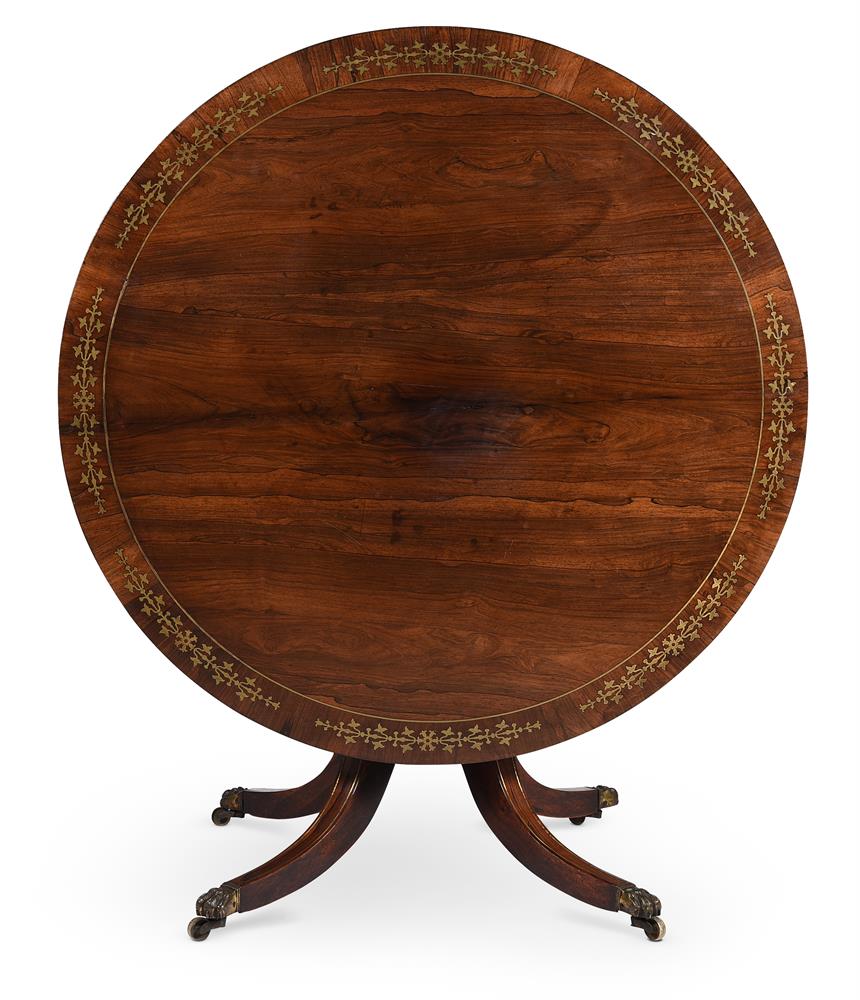 Y A REGENCY ROSEWOOD, SIMULATED ROSEWOOD AND BRASS MARQUETRY CENTRE TABLE, CIRCA 1815 - Image 5 of 5