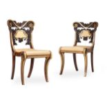 Y A PAIR OF WILLIAM IV CARVED ROSEWOOD AND PARCEL GILT SIDE CHAIRS, CIRCA 1835