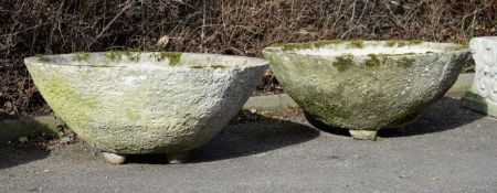 A PAIR OF LARGE STONE PLANTERS, 20TH CENTURY