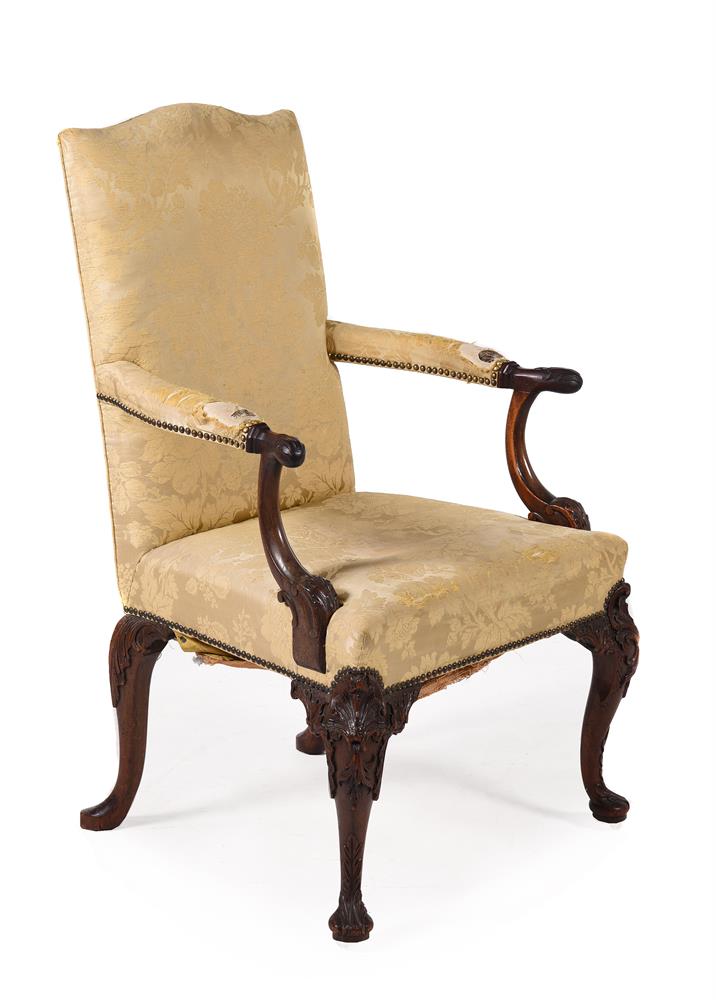 A GEORGE II CARVED WALNUT OPEN ARMCHAIR, CIRCA 1740 - Image 2 of 6