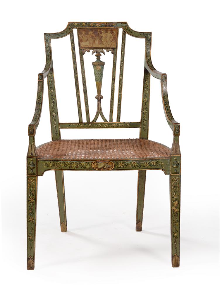 A GEORGE III PAINTED OPEN ARMCHAIR, IN NEO-CLASSICAL STYLE, CIRCA 1790 - Image 2 of 3