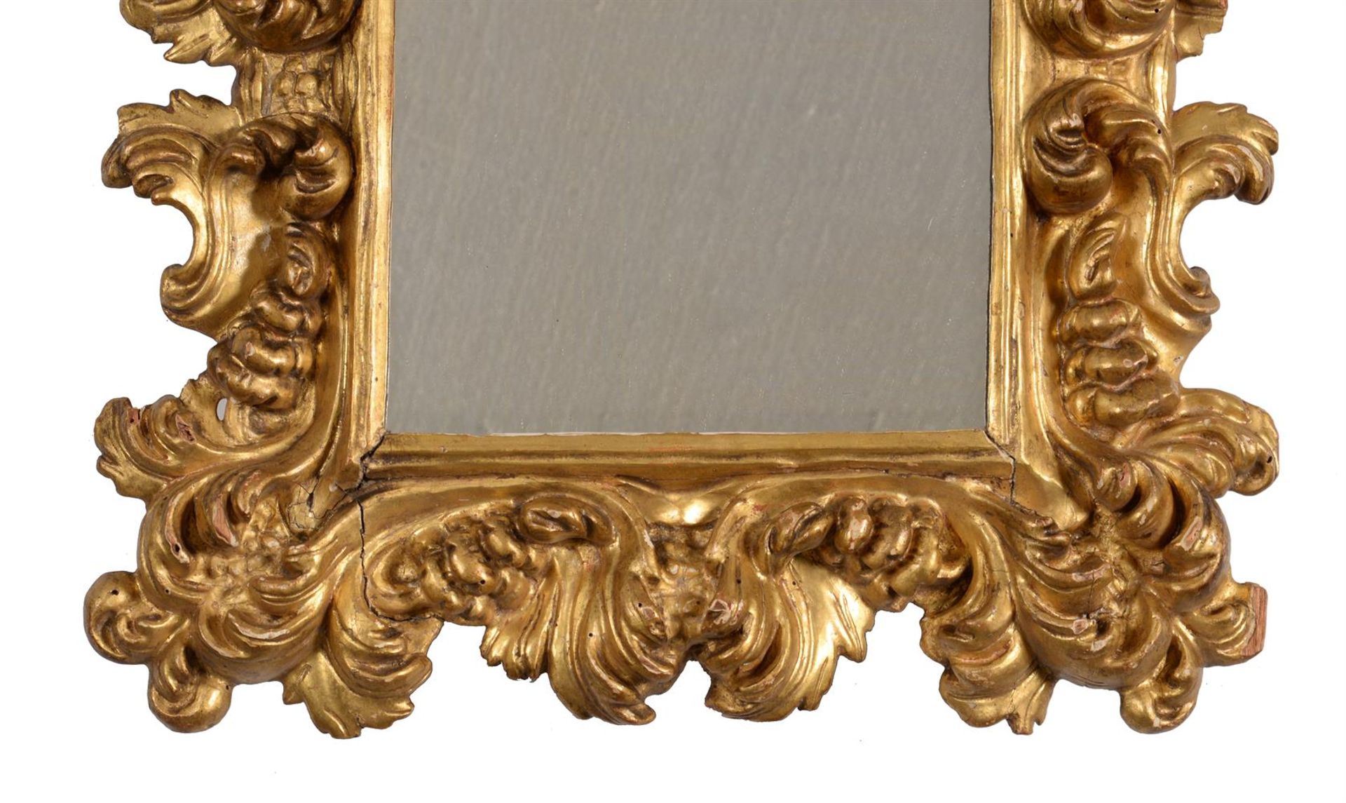 AN ITALIAN CARVED GILTWOOD WALL MIRROR, POSSIBLY FLORENTINE, 18TH CENTURY - Image 2 of 4