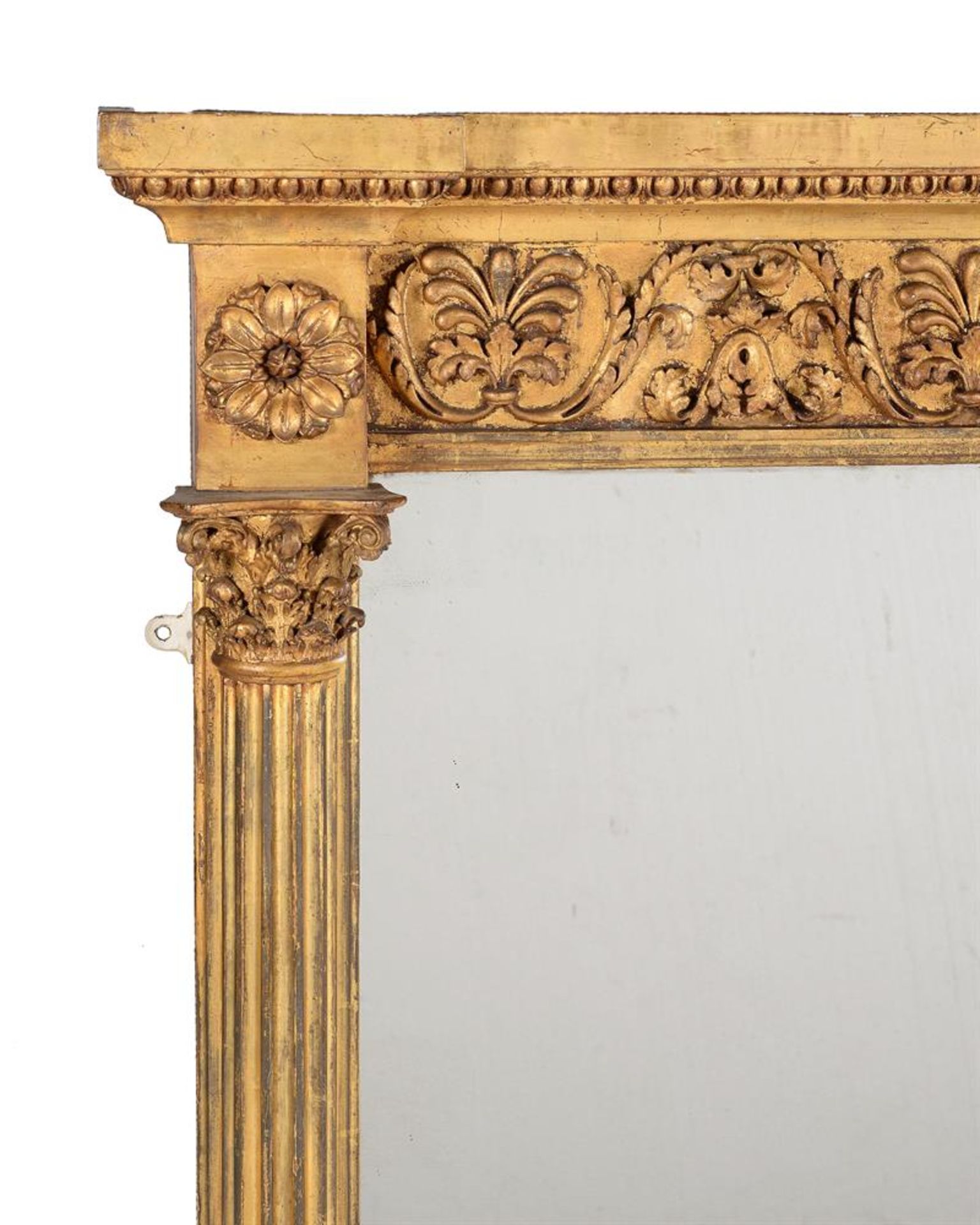 A REGENCY GILTWOOD OVERMANTLE MIRROR, IN CORINTHIAN STYLE, CIRCA 1820 - Image 2 of 4