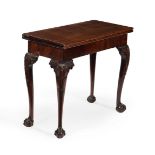 A GEORGE II MAHOGANY CONCERTINA ACTION FOLDING CARD TABLE, PROBABLY IRISH, MID 18TH CENTURY