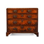 A WALNUT, FIGURED WALNUT AND CROSSBANDED CHEST OF DRAWERS, CIRCA 1740 AND LATER