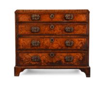 A WALNUT, FIGURED WALNUT AND CROSSBANDED CHEST OF DRAWERS, CIRCA 1740 AND LATER