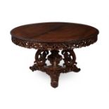 Y AM ANGLO-INDIAN CARVED ROSEWOOD CENTRE TABLE, SECOND QUARTER 19TH CENTURY