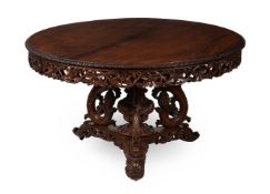 Y AM ANGLO-INDIAN CARVED ROSEWOOD CENTRE TABLE, SECOND QUARTER 19TH CENTURY