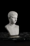 A GRAND TOUR MARBLE PORTRAIT BUST OF THE YOUNG OCTAVIAN, 19TH CENTURY