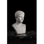 A GRAND TOUR MARBLE PORTRAIT BUST OF THE YOUNG OCTAVIAN, 19TH CENTURY