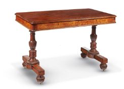 A GEORGE IV OAK AND POLLARD OAK LIBRARY TABLE, ATTRIBUTED TO GILLOWS, CIRCA 1825