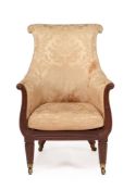 A REGENCY MAHOGANY AND UPHOLSTERED ARMCHAIR, IN THE MANNER OF GILLOWS, CIRCA 1820