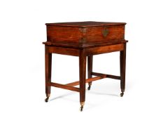 Y A CHINESE EXPORT EXOTIC HARDWOOD BOX ON STAND, 18TH CENTURY