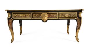 Y A TORTOISESHELL, BRASS 'BOULLE' MARQUETRY AND GILT METAL MOUNTED BUREAU PLAT