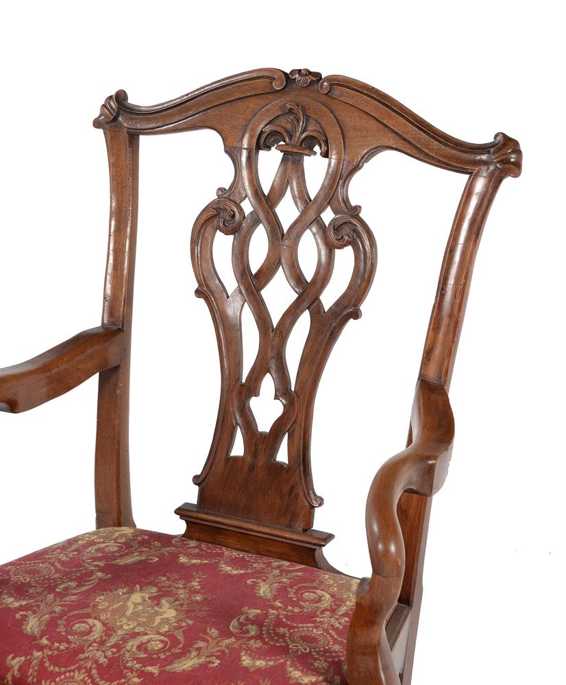 A THIRD PAIR OF CARVED WALNUT OPEN ARMCHAIRS PROBABLY PORTUGUESE, LATE 18TH CENTURY - Image 2 of 3