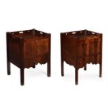 A GEORGE III MAHOGANY NIGHT COMMODE, TOGETHER WITH A MAHOGANY NIGHT COMMODE OF SIMILAR FORM