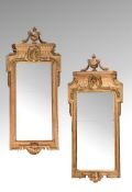 A MATCHED PAIR OF SWEDISH GILTWOOD PIER GLASSES, ONE 18TH CENTURY