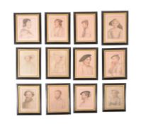 AFTER HANS HOLBEIN THE YOUNGER; TWENTY FRAMED 'IMITATIONS OF ORIGINAL DRAWINGS BY HANS HOLBEIN'
