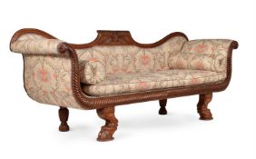 A REGENCY MAHOGANY SOFA, IN EGYPTIAN REVIVAL STYLE, EARLY 19TH CENTURY