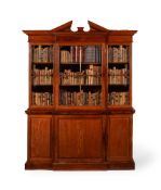 A MAHOGANY BREAKFRONT LIBRARY BOOKCASE, 18TH CENTURY AND LATER