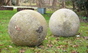 A LARGE PAIR OF CORNISH GRANITE BALLS, 20TH CENTURY