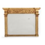 A REGENCY GILTWOOD OVERMANTLE MIRROR, IN CORINTHIAN STYLE, CIRCA 1820