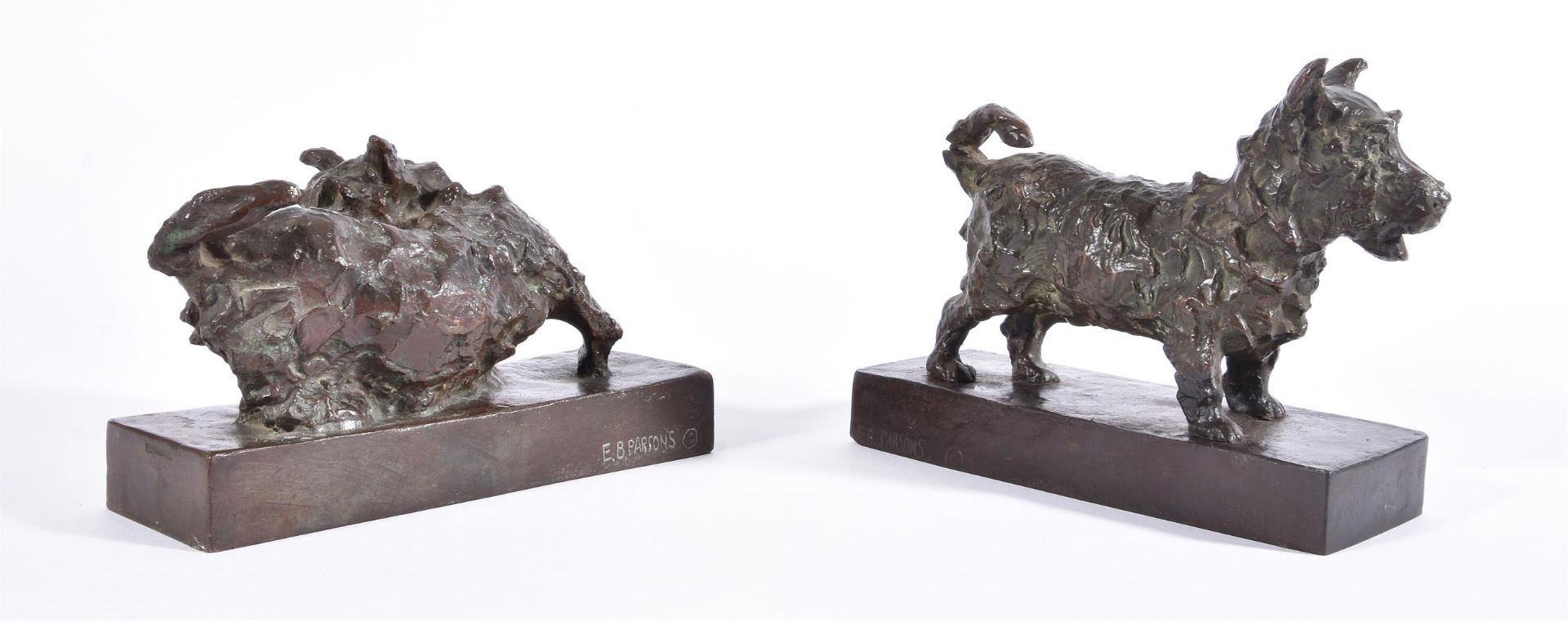 EDITH BARRETTO STEVENS PARSONS (AMERICAN, 1878-1956), A PAIR OF BRONZE MODELS OF TERRIERS - Bild 6 aus 6