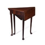 AN UNUSUAL GEORGE II MAHOGANY TRIANGULAR DROP LEAF TABLE, CIRCA 1750