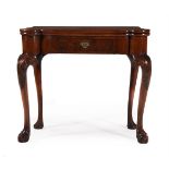 A IRISH GEORGE II WALNUT FOLDING CARD TABLE, MID 18TH CENTURY