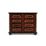 Y A FLEMISH TORTOISESHELL AND EBONY TABLE TOP COMMODE OR CHEST, PROBABLY ANTWERP, CIRCA 1690 AND LAT