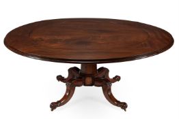 A WILLIAM IV MAHOGANY CIRCULAR CONCENTRIC EXTENDING DINING TABLE, CIRCA 1835