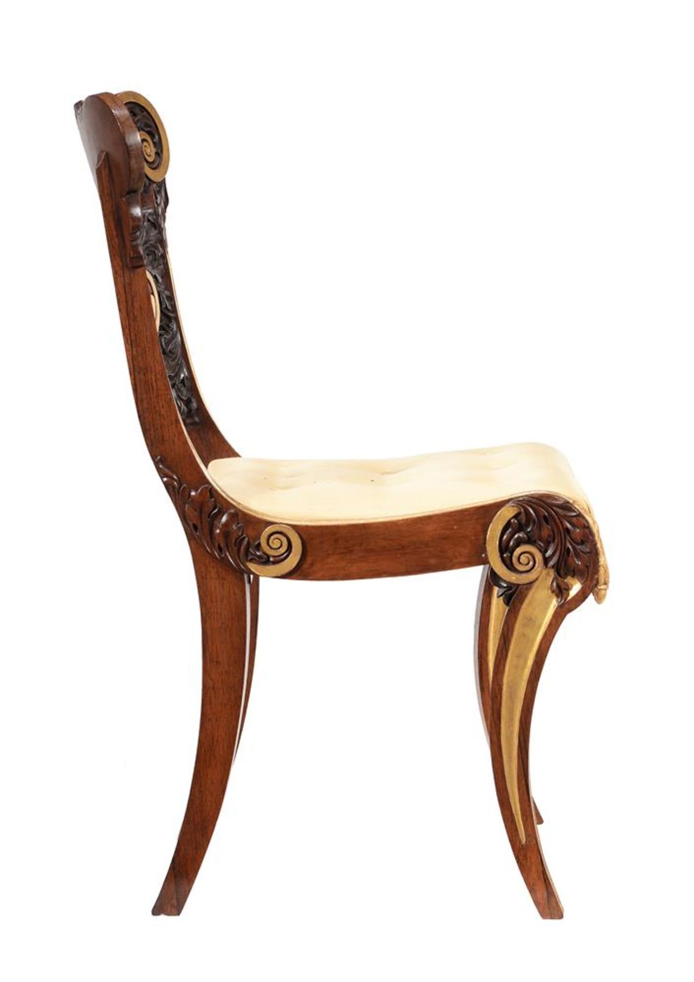 Y A PAIR OF WILLIAM IV CARVED ROSEWOOD AND PARCEL GILT SIDE CHAIRS, CIRCA 1835 - Image 7 of 7