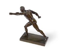 AFTER THE ANTIQUE, A FRENCH BRONZE FIGURE OF 'THE BORGHESE GLADIATOR', 19TH CENTURY