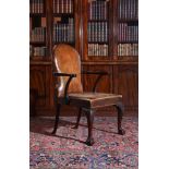 A GEORGE II MAHOGANY AND LEATHER LIBRARY ARMCHAIR, MID-18TH CENTURY