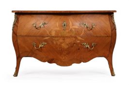 A CONTINENTAL MAHOGANY AND SPECIMEN MARQUETRY SERPENTINE COMMODE, CIRCA 1780