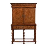 A WILLIAM & MARY BURR WALNUT CABINET ON STAND, THE CABINET CIRCA 1690