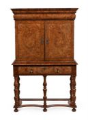 A WILLIAM & MARY BURR WALNUT CABINET ON STAND, THE CABINET CIRCA 1690