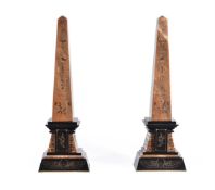 A PAIR OF FRENCH MARBLE OBELISKS, IN EGYPTIAN REVIVAL TASTE, 19TH CENTURY