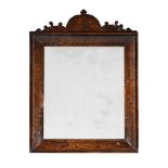 A QUEEN ANNE BURR ELM CUSHION FRAMED WALL MIRROR, CIRCA 1710