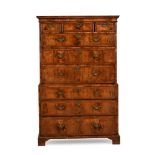 A GEORGE II WALNUT CHEST ON CHEST, CIRCA 1735