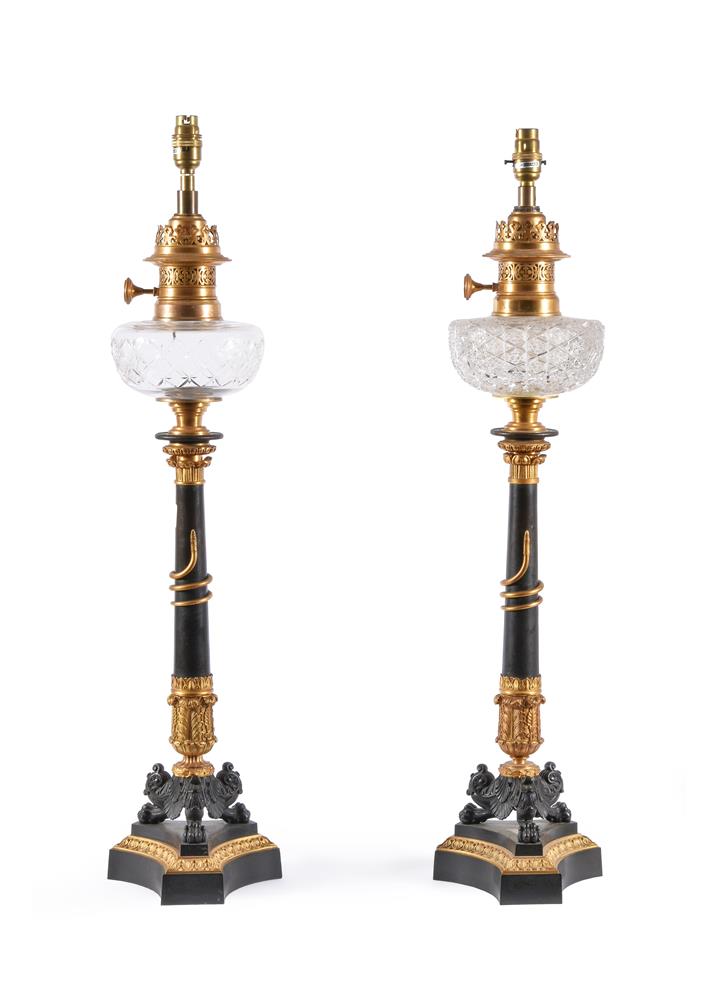A PAIR OF ORMOLU, BRONZE AND GLASS LAMPS, FRANCO-AUSTRIAN, 19TH CENTURY - Image 2 of 7
