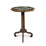 Y A REGENCY ROSEWOOD AND BRASS MOUNTED PEDESTAL GAMES TABLE, CIRCA 1820