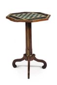 Y A REGENCY ROSEWOOD AND BRASS MOUNTED PEDESTAL GAMES TABLE, CIRCA 1820